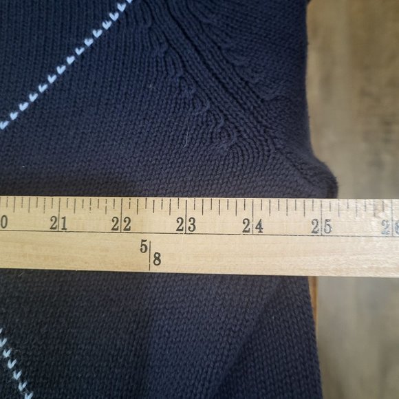 VTG Alexander Julian Colours XLT Mens Argyle Sweater Navy Blue Gray Cotton - Picture 4 of 7